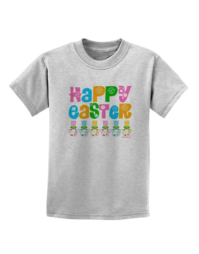 Happy Easter - Tulips Childrens T-Shirt by TooLoud-Childrens T-Shirt-TooLoud-AshGray-X-Small-Davson Sales