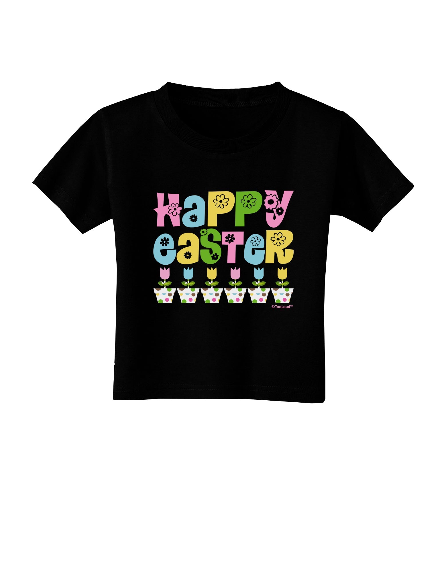 Happy Easter - Tulips Toddler T-Shirt Dark by TooLoud-Toddler T-Shirt-TooLoud-Black-2T-Davson Sales