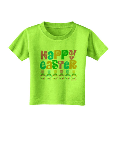 Happy Easter - Tulips Toddler T-Shirt by TooLoud-Toddler T-Shirt-TooLoud-Lime-Green-2T-Davson Sales