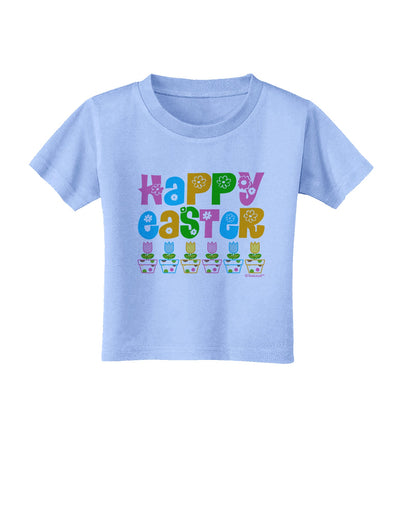 Happy Easter - Tulips Toddler T-Shirt by TooLoud-Toddler T-Shirt-TooLoud-Aquatic-Blue-2T-Davson Sales