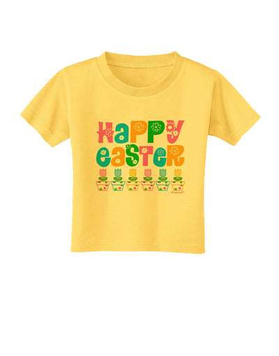 Happy Easter - Tulips Toddler T-Shirt by TooLoud-Toddler T-Shirt-TooLoud-Yellow-2T-Davson Sales