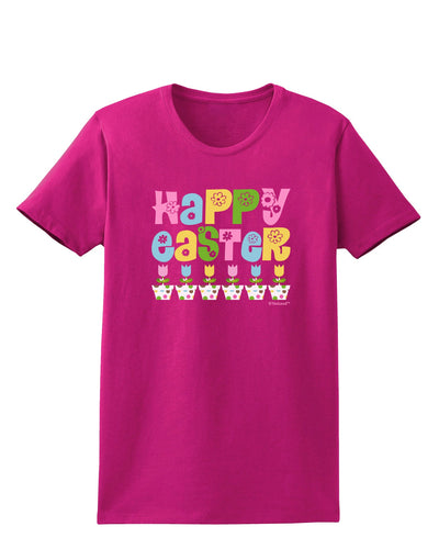 Happy Easter - Tulips Womens Dark T-Shirt by TooLoud-Womens T-Shirt-TooLoud-Hot-Pink-Small-Davson Sales