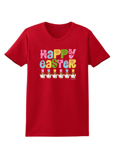 Happy Easter - Tulips Womens Dark T-Shirt by TooLoud-Womens T-Shirt-TooLoud-Red-X-Small-Davson Sales