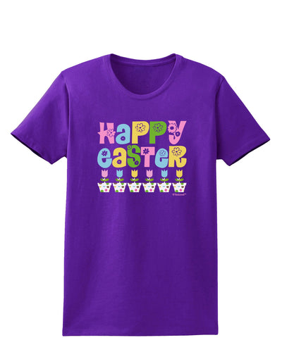 Happy Easter - Tulips Womens Dark T-Shirt by TooLoud-Womens T-Shirt-TooLoud-Purple-X-Small-Davson Sales