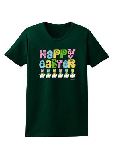 Happy Easter - Tulips Womens Dark T-Shirt by TooLoud-Womens T-Shirt-TooLoud-Forest-Green-Small-Davson Sales