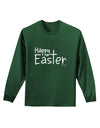 Happy Easter with Cross Adult Long Sleeve Dark T-Shirt by TooLoud-TooLoud-Dark-Green-Small-Davson Sales