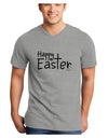 Happy Easter with Cross Adult V-Neck T-shirt by TooLoud-Mens V-Neck T-Shirt-TooLoud-HeatherGray-Small-Davson Sales