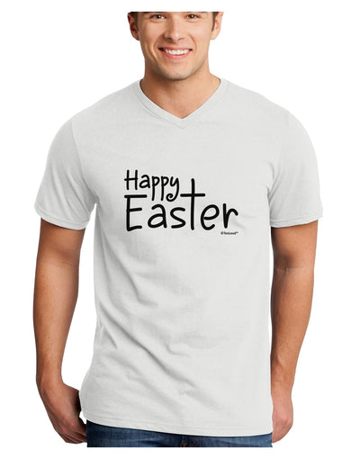 Happy Easter with Cross Adult V-Neck T-shirt by TooLoud-Mens V-Neck T-Shirt-TooLoud-White-Small-Davson Sales