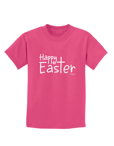 Happy Easter with Cross Childrens Dark T-Shirt by TooLoud-Childrens T-Shirt-TooLoud-Sangria-X-Small-Davson Sales