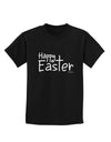 Happy Easter with Cross Childrens Dark T-Shirt by TooLoud-Childrens T-Shirt-TooLoud-Black-X-Small-Davson Sales