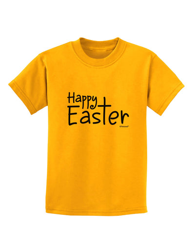 Happy Easter with Cross Childrens T-Shirt by TooLoud-Childrens T-Shirt-TooLoud-Gold-X-Small-Davson Sales