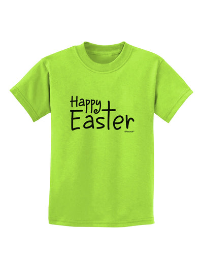 Happy Easter with Cross Childrens T-Shirt by TooLoud-Childrens T-Shirt-TooLoud-Lime-Green-X-Small-Davson Sales