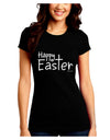 Happy Easter with Cross Juniors Crew Dark T-Shirt by TooLoud-T-Shirts Juniors Tops-TooLoud-Black-Juniors Fitted Small-Davson Sales