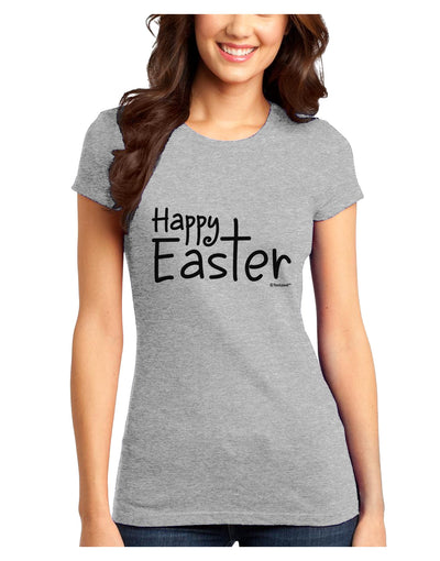 Happy Easter with Cross Juniors T-Shirt by TooLoud-Womens Juniors T-Shirt-TooLoud-Ash-Gray-Juniors Fitted X-Small-Davson Sales