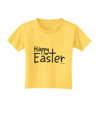 Happy Easter with Cross Toddler T-Shirt by TooLoud-Toddler T-Shirt-TooLoud-Yellow-2T-Davson Sales