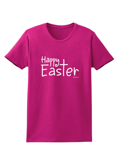 Happy Easter with Cross Womens Dark T-Shirt by TooLoud-Womens T-Shirt-TooLoud-Hot-Pink-Small-Davson Sales