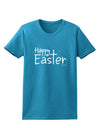 Happy Easter with Cross Womens Dark T-Shirt by TooLoud-Womens T-Shirt-TooLoud-Turquoise-X-Small-Davson Sales