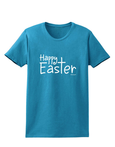 Happy Easter with Cross Womens Dark T-Shirt by TooLoud-Womens T-Shirt-TooLoud-Turquoise-X-Small-Davson Sales