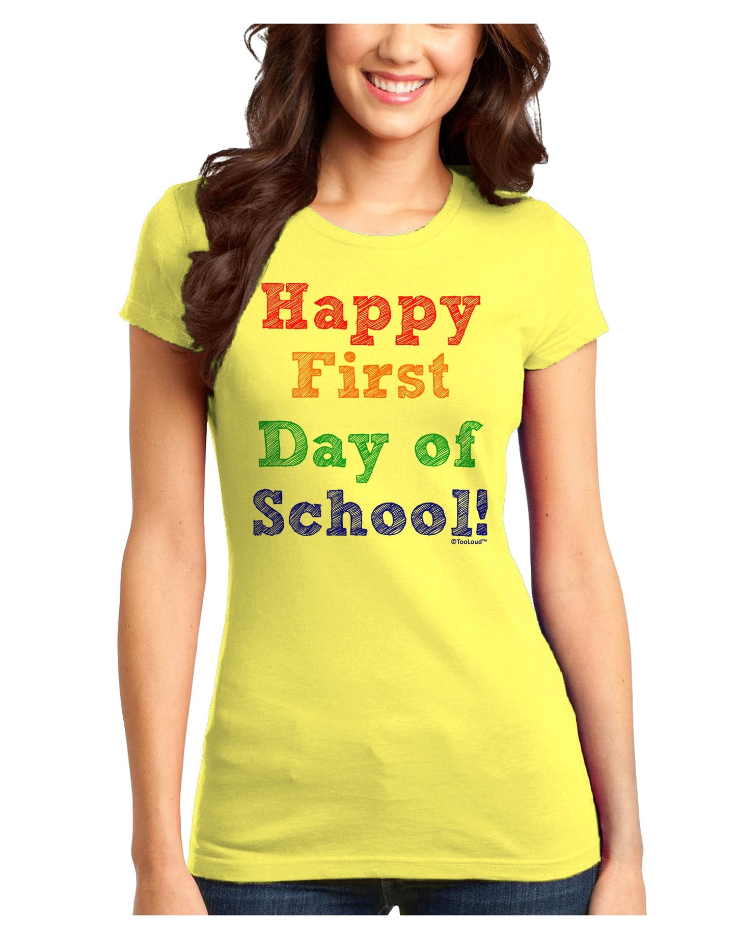 Happy First Day of School Juniors T-Shirt-Womens Juniors T-Shirt-TooLoud-Yellow-Juniors Fitted X-Small-Davson Sales