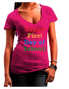 Happy First Day of School Juniors V-Neck Dark T-Shirt-Womens V-Neck T-Shirts-TooLoud-Hot-Pink-Juniors Fitted Small-Davson Sales