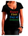 Happy First Day of School Juniors V-Neck Dark T-Shirt-Womens V-Neck T-Shirts-TooLoud-Black-Juniors Fitted Small-Davson Sales