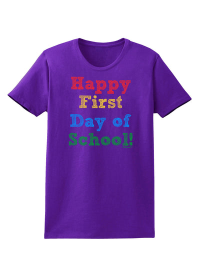 Happy First Day of School Womens Dark T-Shirt-TooLoud-Purple-X-Small-Davson Sales