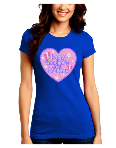 Happy First Mother's Day Mommy - Pink Juniors Crew Dark T-Shirt by TooLoud-T-Shirts Juniors Tops-TooLoud-Royal-Blue-Juniors Fitted Small-Davson Sales