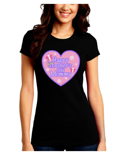 Happy First Mother's Day Mommy - Pink Juniors Crew Dark T-Shirt by TooLoud-T-Shirts Juniors Tops-TooLoud-Black-Juniors Fitted Small-Davson Sales