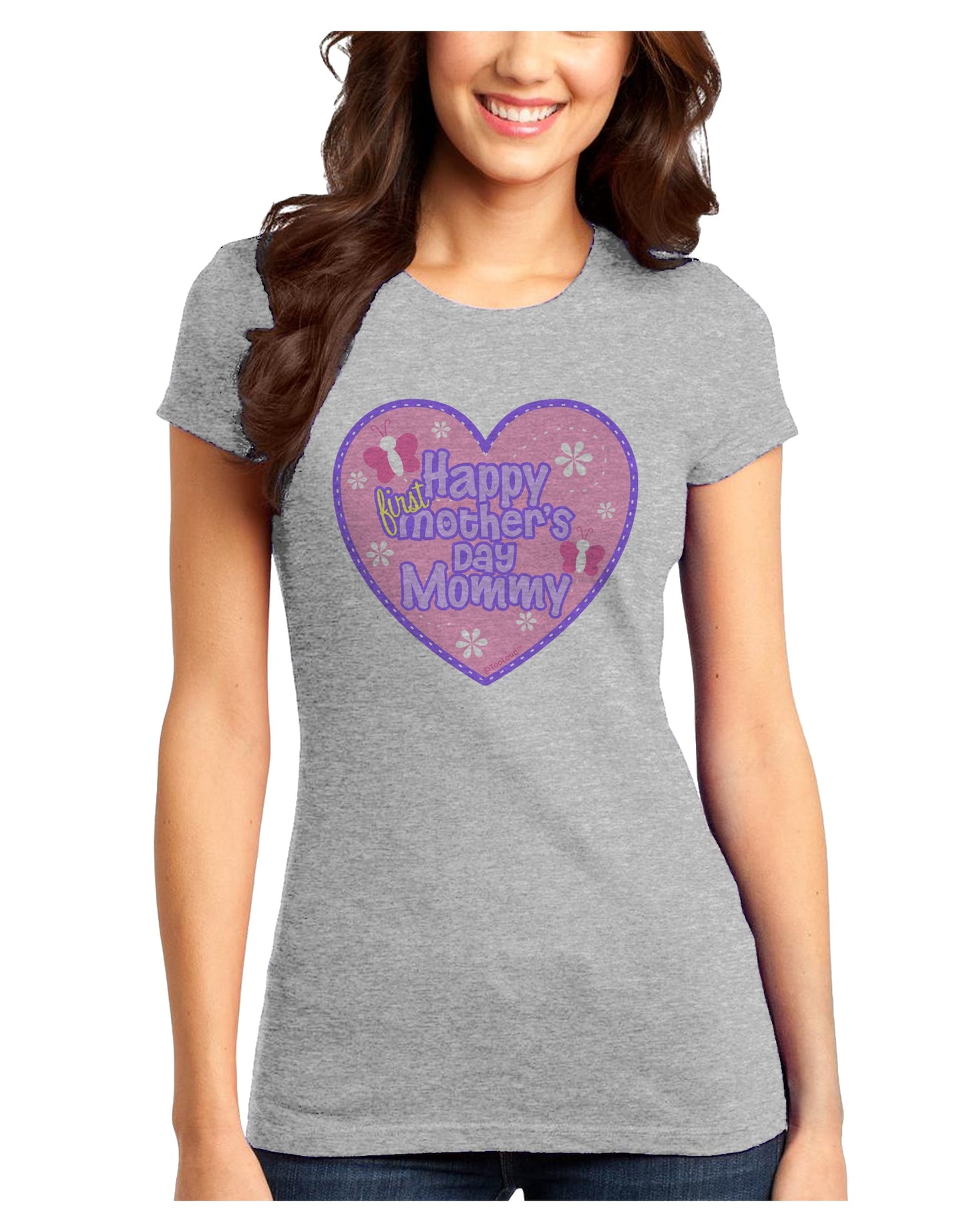 Happy First Mother's Day Mommy - Pink Juniors T-Shirt by TooLoud-Womens Juniors T-Shirt-TooLoud-Ash-Gray-Juniors Fitted X-Small-Davson Sales