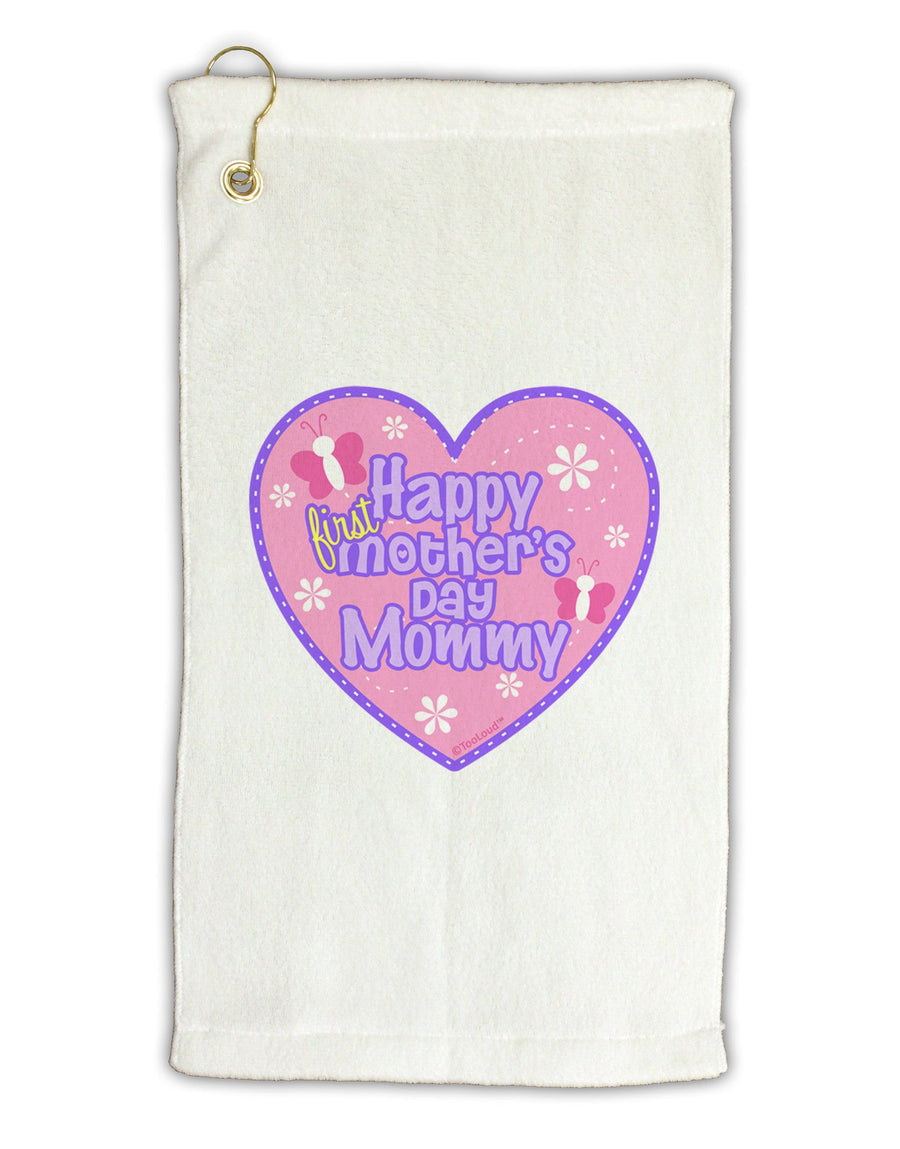 Happy First Mother's Day Mommy - Pink Micro Terry Gromet Golf Towel 16 x 25 inch by TooLoud-Golf Towel-TooLoud-White-Davson Sales