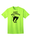 Happy Halloween: Adorable Black Cat Graphic Adult T-Shirt for Halloween Celebrations-Mens T-shirts-TooLoud-Neon-Green-Small-Davson Sales