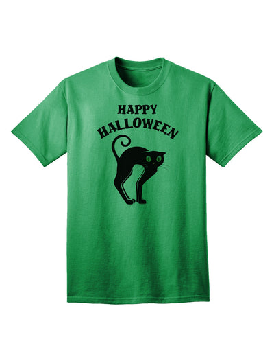 Happy Halloween: Adorable Black Cat Graphic Adult T-Shirt for Halloween Celebrations-Mens T-shirts-TooLoud-Kelly-Green-Small-Davson Sales