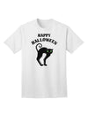 Happy Halloween: Adorable Black Cat Graphic Adult T-Shirt for Halloween Celebrations-Mens T-shirts-TooLoud-White-Small-Davson Sales