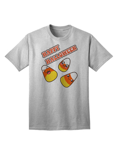 Happy Halloween: Adorable Candy Corn Themed Adult T-Shirt for Festive Celebrations-Mens T-shirts-TooLoud-AshGray-Small-Davson Sales