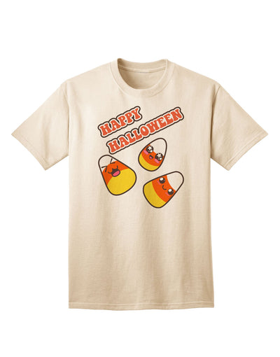 Happy Halloween: Adorable Candy Corn Themed Adult T-Shirt for Festive Celebrations-Mens T-shirts-TooLoud-Natural-Small-Davson Sales