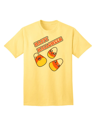 Happy Halloween: Adorable Candy Corn Themed Adult T-Shirt for Festive Celebrations-Mens T-shirts-TooLoud-Yellow-Small-Davson Sales