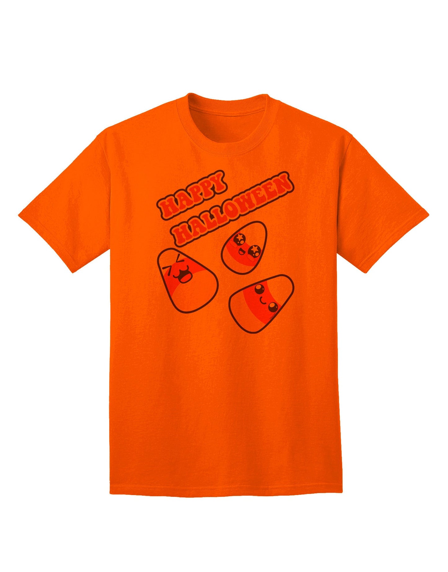 Happy Halloween: Adorable Candy Corn Themed Adult T-Shirt for Festive Celebrations-Mens T-shirts-TooLoud-Orange-Small-Davson Sales