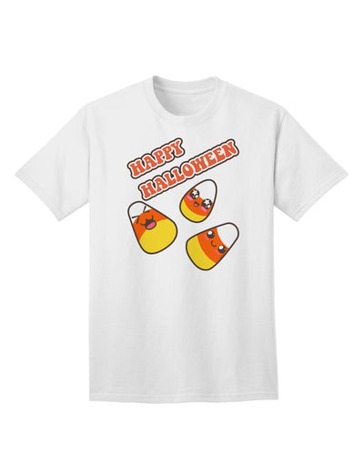 Happy Halloween: Adorable Candy Corn Themed Adult T-Shirt for Festive Celebrations-Mens T-shirts-TooLoud-White-Small-Davson Sales