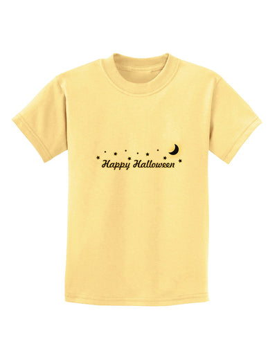 Happy Halloween Crescent Moon and Stars Childrens T-Shirt-Childrens T-Shirt-TooLoud-Daffodil-Yellow-X-Small-Davson Sales