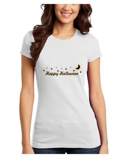 Happy Halloween Crescent Moon and Stars Juniors T-Shirt-Womens Juniors T-Shirt-TooLoud-White-Juniors Fitted XS-Davson Sales