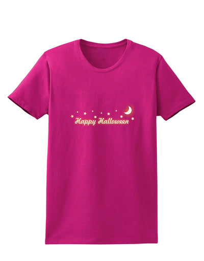 Happy Halloween Crescent Moon and Stars Womens Dark T-Shirt-TooLoud-Hot-Pink-Small-Davson Sales