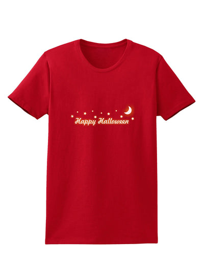 Happy Halloween Crescent Moon and Stars Womens Dark T-Shirt-TooLoud-Red-X-Small-Davson Sales