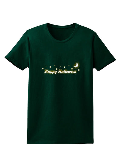 Happy Halloween Crescent Moon and Stars Womens Dark T-Shirt-TooLoud-Forest-Green-Small-Davson Sales