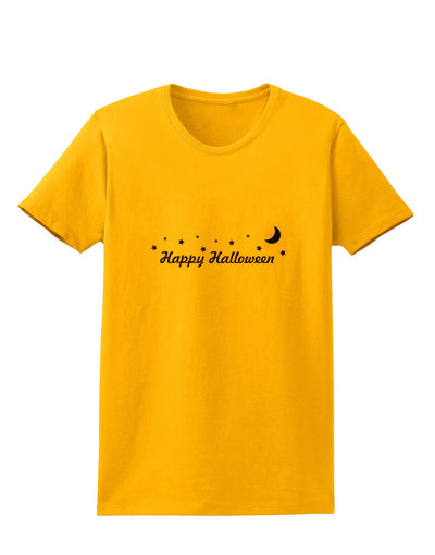 Happy Halloween Crescent Moon and Stars Womens T-Shirt-Womens T-Shirt-TooLoud-Gold-X-Small-Davson Sales