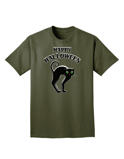 Happy Halloween Cute Black Cat Halloween Adult Dark T-Shirt-Mens T-Shirt-TooLoud-Military-Green-Small-Davson Sales