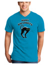 Happy Halloween Cute Black Cat Halloween Adult Dark V-Neck T-Shirt-TooLoud-Turquoise-Small-Davson Sales