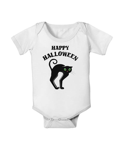 Happy Halloween Cute Black Cat Halloween Baby Romper Bodysuit-Baby Romper-TooLoud-White-06-Months-Davson Sales