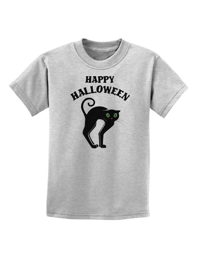 Happy Halloween Cute Black Cat Halloween Childrens T-Shirt-Childrens T-Shirt-TooLoud-AshGray-X-Small-Davson Sales