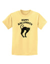 Happy Halloween Cute Black Cat Halloween Childrens T-Shirt-Childrens T-Shirt-TooLoud-Daffodil-Yellow-X-Small-Davson Sales