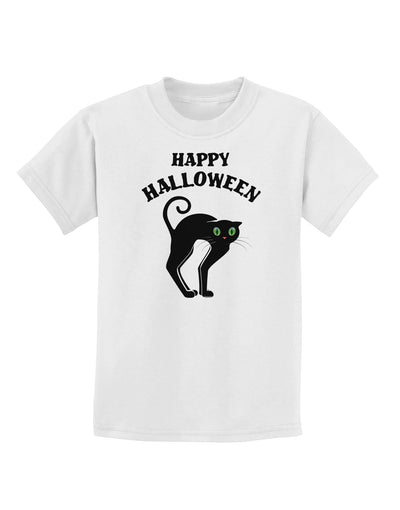 Happy Halloween Cute Black Cat Halloween Childrens T-Shirt-Childrens T-Shirt-TooLoud-White-X-Small-Davson Sales